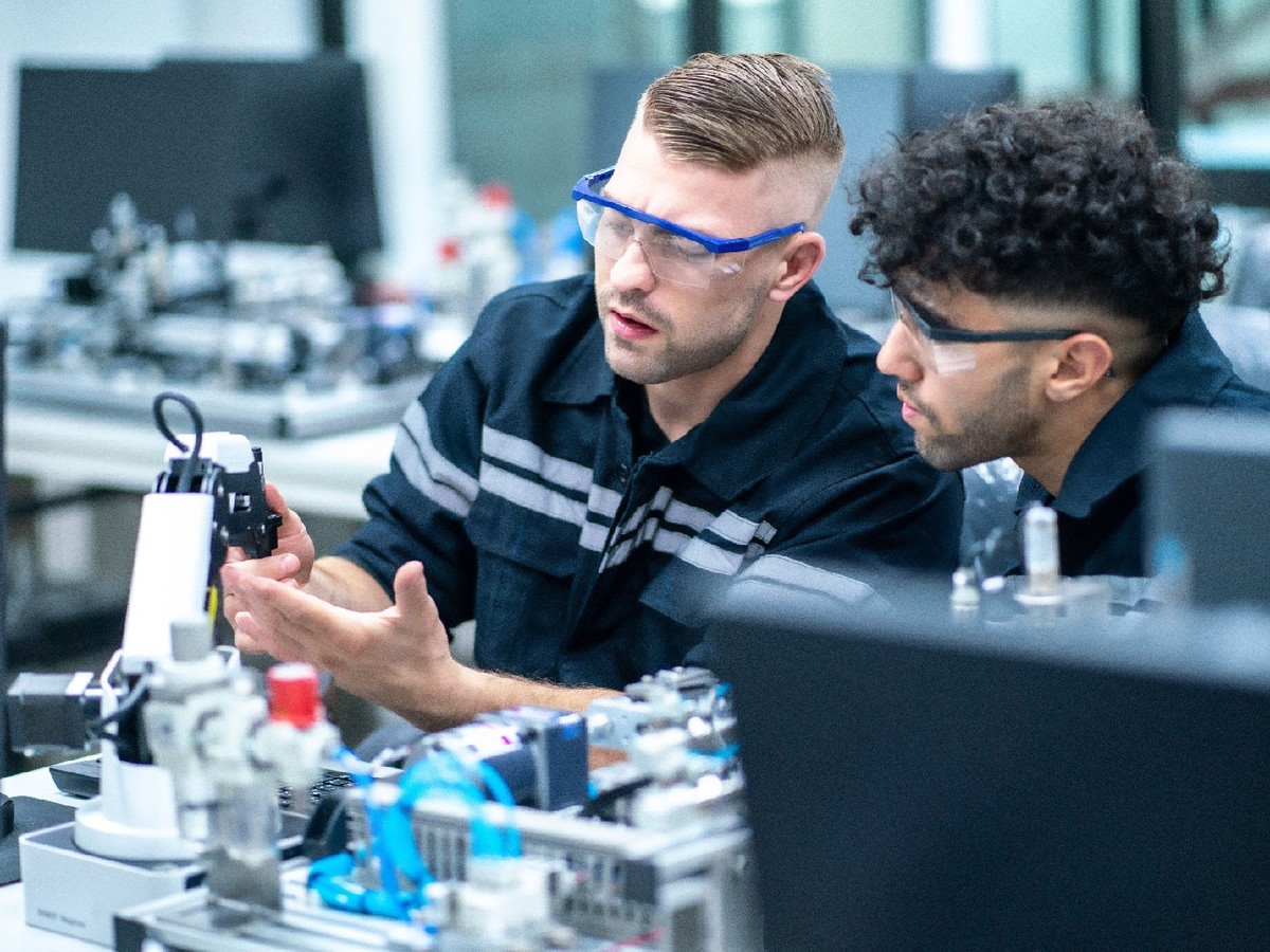 Two students in a lab