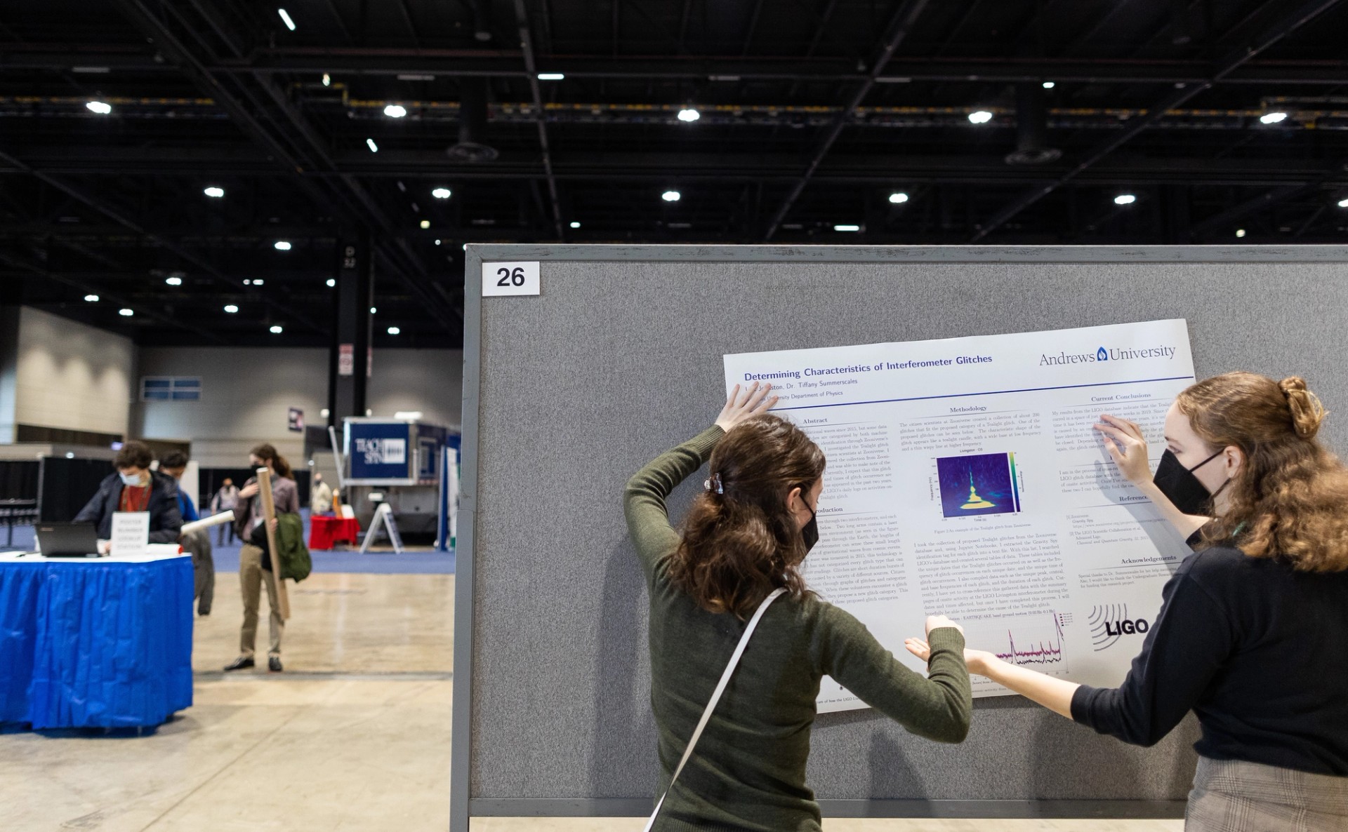 students prepare for poster session at the APS March Meeting