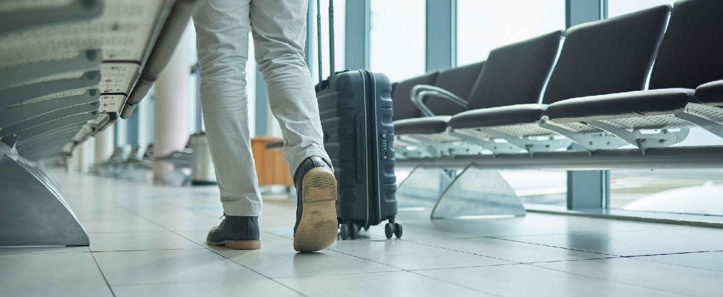 A person walking in an airport