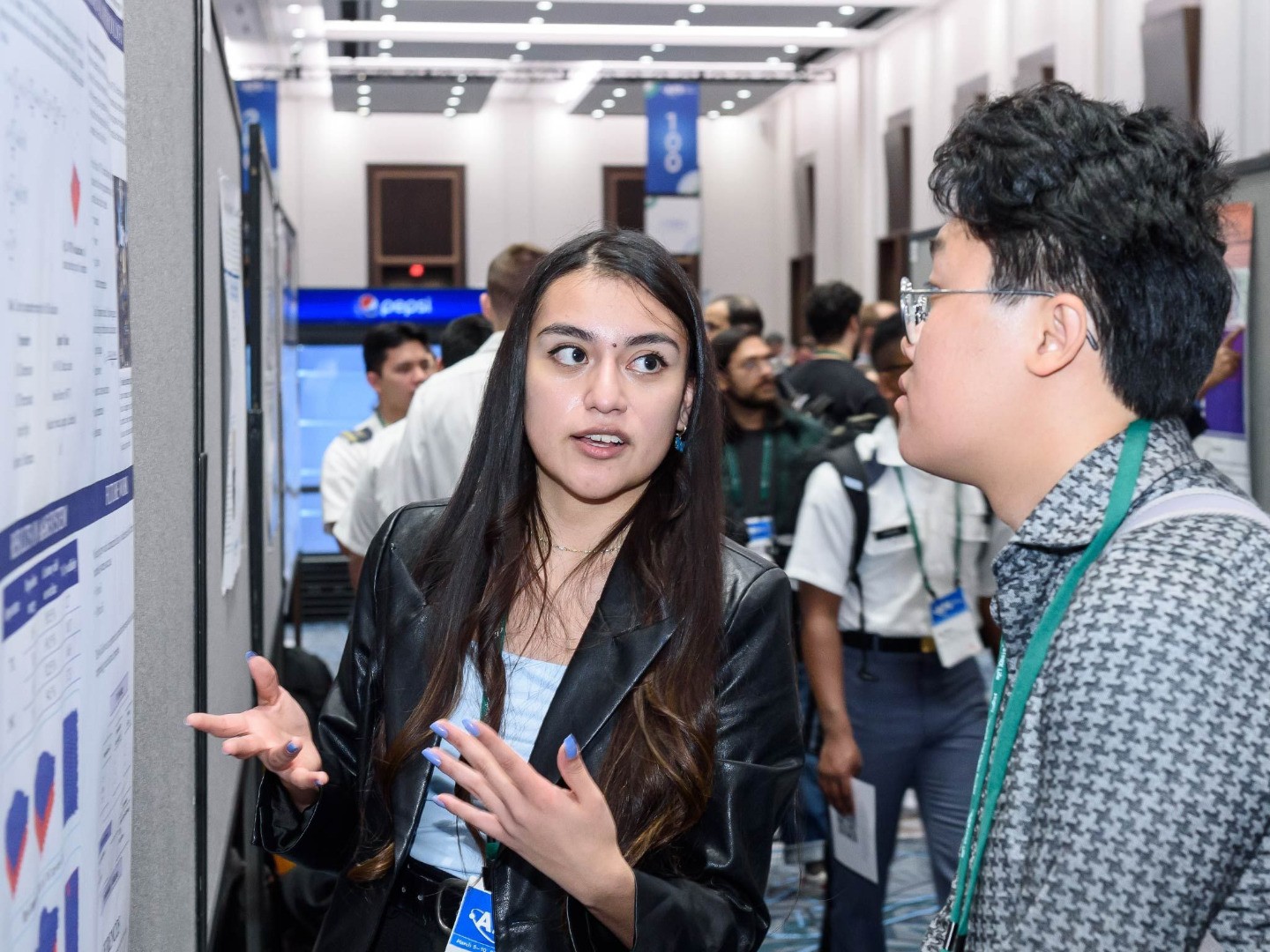 someone presenting a poster