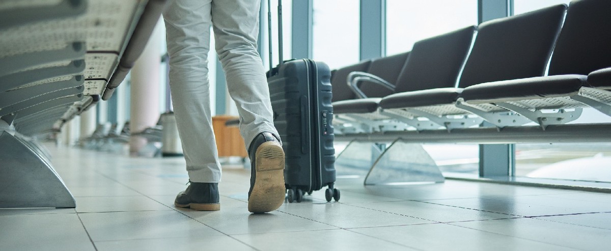 A person walking in an airport