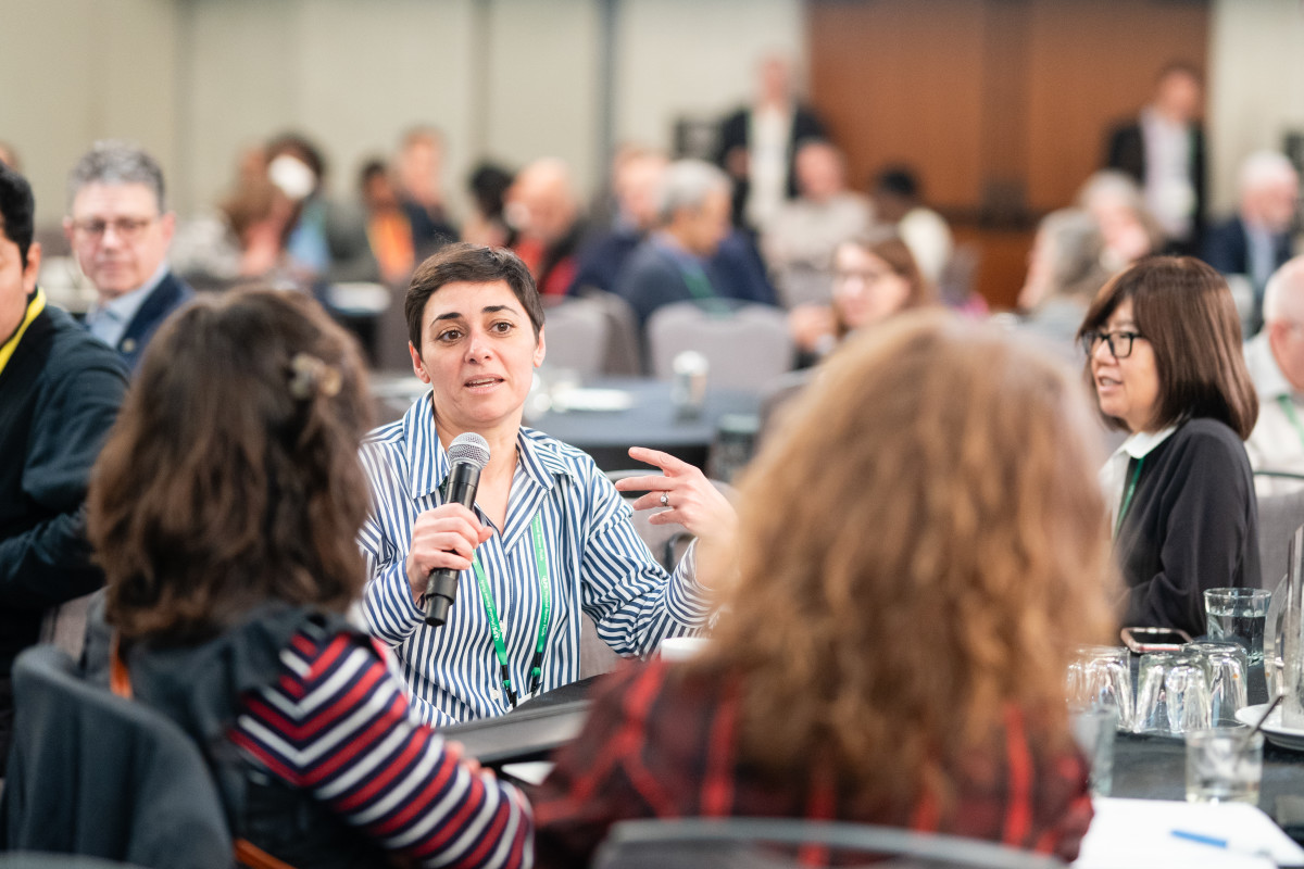 A leader at the APS Annual Leadership Meeting speaks to attendees.