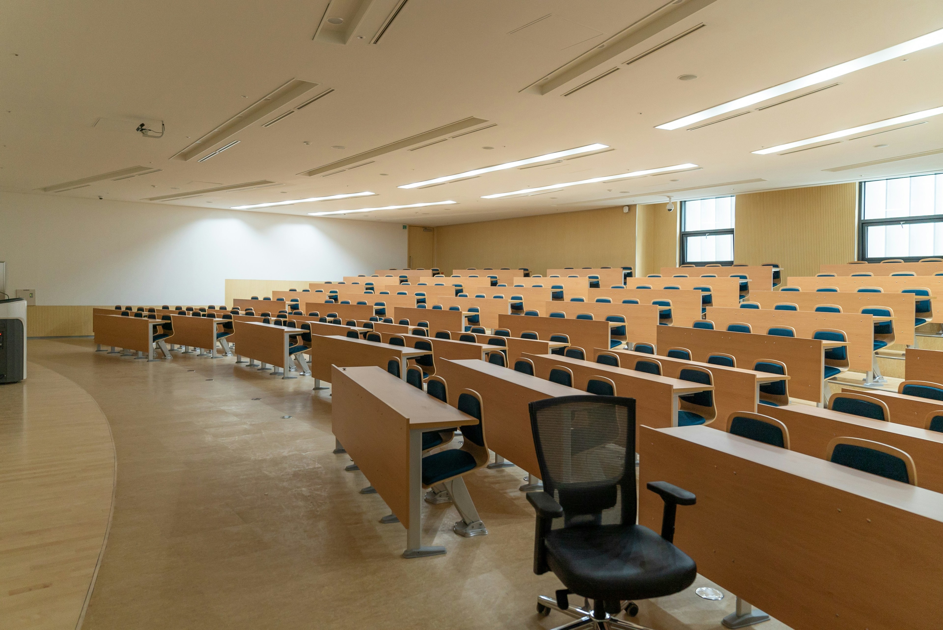 An empty college lecture hall